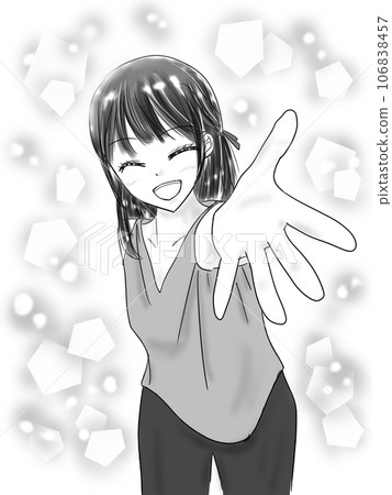 Girl cartoon style woman reaching out Girl cartoon style woman reaching out 106838457