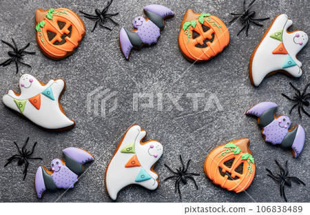 Multicolored Halloween  homemade cookies 106838489