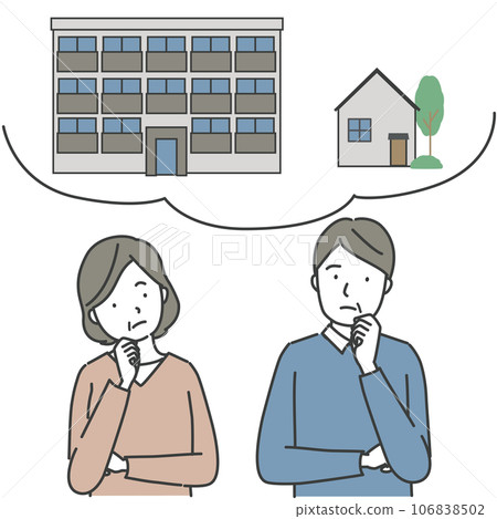 A couple thinking about their retirement home 106838502