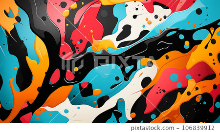 Abstract illustration, colored waves and fancy images, wallpaper, poster, art, postcard 106839912