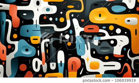 Abstract illustration, colored waves and fancy images, wallpaper, poster, art, postcard 106839919