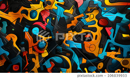 Abstract illustration, colored waves and fancy images, wallpaper, poster, art, postcard Abstract illustration, colored waves and fancy images, wallpaper, poster, art, postcard 106839933