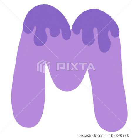 Letter M hand drawn crayons texture 106840588