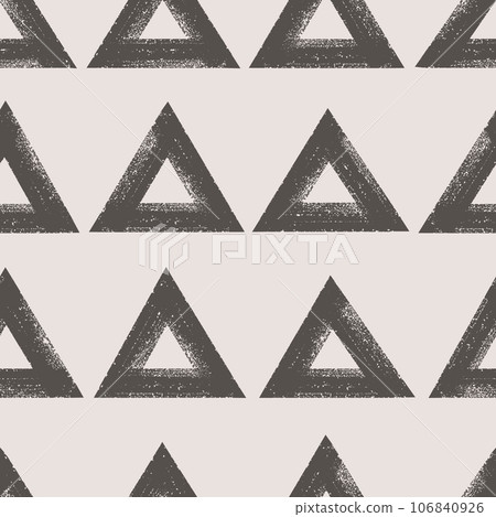 Bold brush drawn textured triangles pattern. Seamless abstract geometric background. Trendy modern contemporary design. 106840926