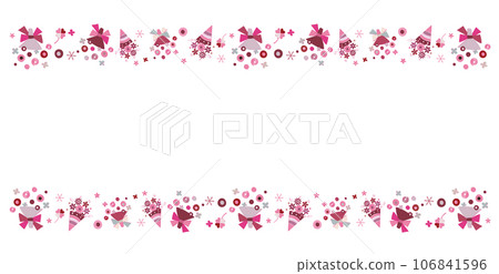 Bouquet line frame straight line top and bottom pink 106841596