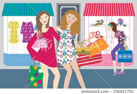 Fashionable women enjoying shopping 106841782