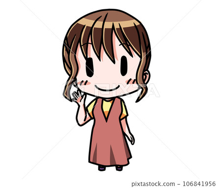 年輕女子舉起右手 年輕女子舉起右手 106841956