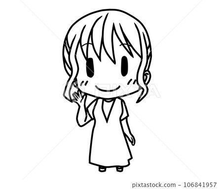 一位年輕女子舉起右手(畫線) 一位年輕女子舉起右手(畫線) 106841957