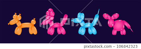 Balloon Twisting Art with Animal Figures Vector Set Balloon Twisting Art with Animal Figures Vector Set 106842323