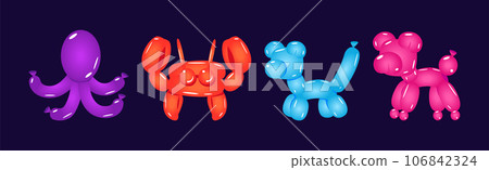 Balloon Twisting Art with Animal Figures Vector Set Balloon Twisting Art with Animal Figures Vector Set 106842324