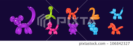 Balloon Twisting Art with Animal Figures Vector Set Balloon Twisting Art with Animal Figures Vector Set 106842327