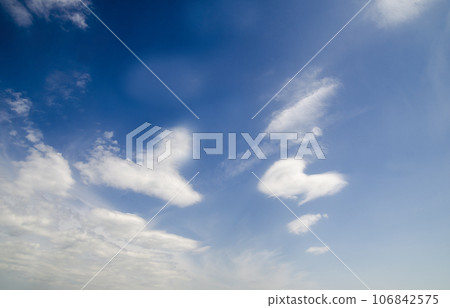 Blue summer skyline with white clouds 106842575