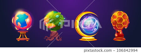 Magic glowing ball on stand for fortune telling 106842994