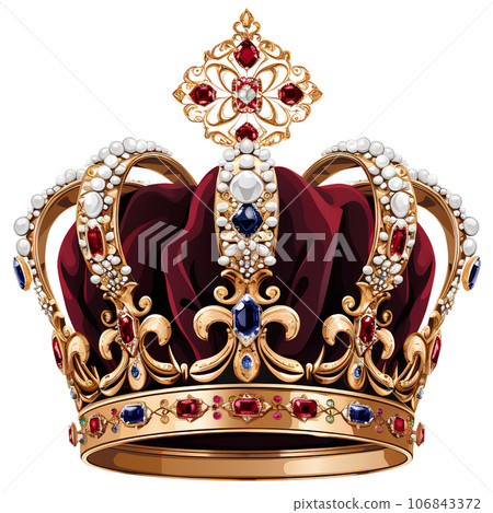 crown, illustration, queen, cartoon, kingdom, king, princess, royal, isolated, icon, design, prince, monarch, symbol, royalty, luxury, jewelry, medieval, element, decoration, gold, emperor, golden, 106843372