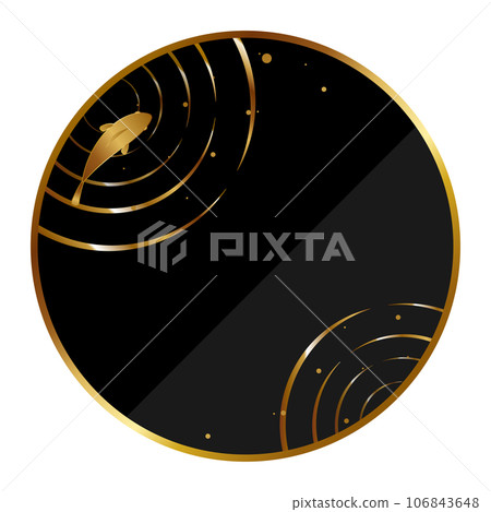 豪華金魚和波紋框架黑色和金色 豪華金魚和波紋框架黑色和金色 106843648