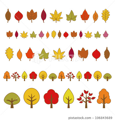 秋天的落葉 秋天的落葉 葉子剪影 樹植物園圖標框架 106843689