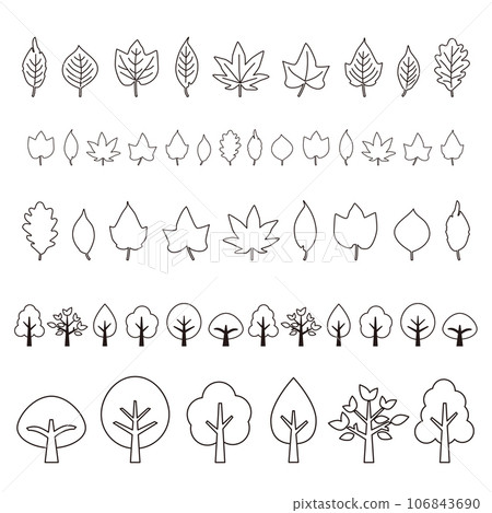 秋天的落葉 秋天的落葉 葉子剪影 樹植物園圖標框架 106843690