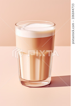 Glass cup of coffee latte on a table 106844733
