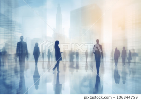 motion blur image of business professionals, blurred background, business center concept motion blur image of business professionals, blurred background, business center concept 106844759