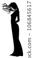 Silhouette of a girl with flowing hair 106845617