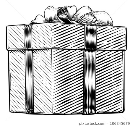 Christmas Gift Birthday Vintage Present Box Bow 106845679