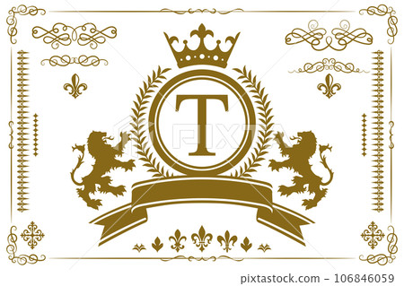 Heraldic Lion Initial Logo Set T 106846059