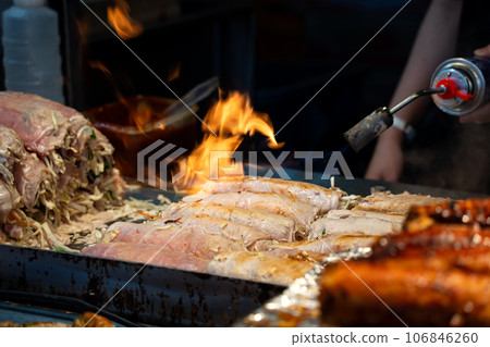 meat roll pork roll pork beef barbecue barbecue night market meatloaf meat roll ミートローフ 106846260