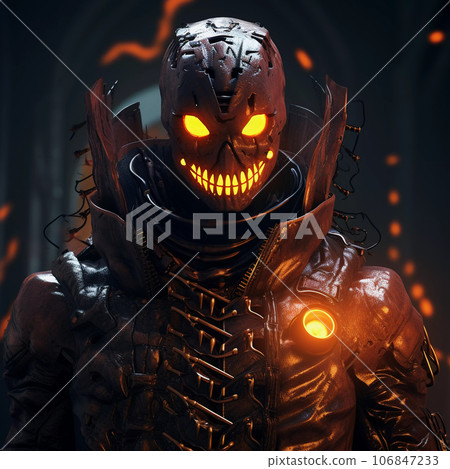 Scary Cyberpunk Horror Halloween Monster 106847233