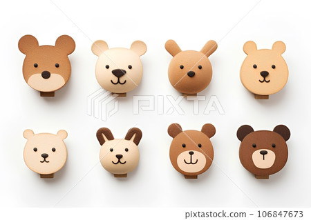 Cute animal icons made of cork (3D pictograms) Cute animal icons made of cork (3D pictograms) 106847673