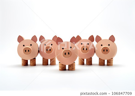 由軟木製成的可愛動物圖標（3D 象形圖） 106847709