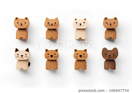 由軟木製成的可愛動物圖標（3D 象形圖） 106847754