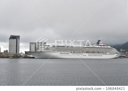Photographing the scenery of the cruise ship Asuka II calling at Hakodate Port in Hakodate City, Hokkaido in early autumn. Photographing the scenery of the cruise ship Asuka II calling at Hakodate Port in Hakodate City, Hokkaido in early autumn. 106848421