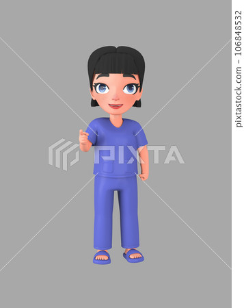 Short-haired female character in nursing assistant uniform ,3d rendering Short-haired female character in nursing assistant uniform ,3d rendering 106848532