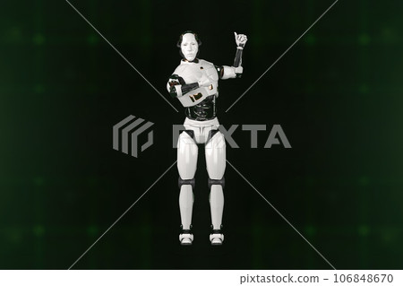 3d rendering of Artisans Robots delicately crafting data into knowledge, orchestrating an AI masterpiece within the digital cosmos. 3d rendering of Artisans Robots delicately crafting data into knowledge, orchestrating an AI masterpiece within the digital cosmos. 106848670