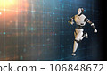 3d rendering of Binary Ballet , AI Robots performing a choreographed dance in a surreal, digital space, their movements generating mesmerizing data patterns. 106848672