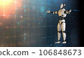 3d rendering of Binary Ballet , AI Robots performing a choreographed dance in a surreal, digital space, their movements generating mesmerizing data patterns. 106848673
