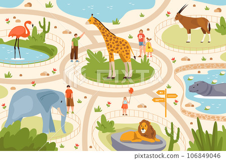 Animal zoo or wild tropical park vector image Animal zoo or wild tropical park vector image 106849046