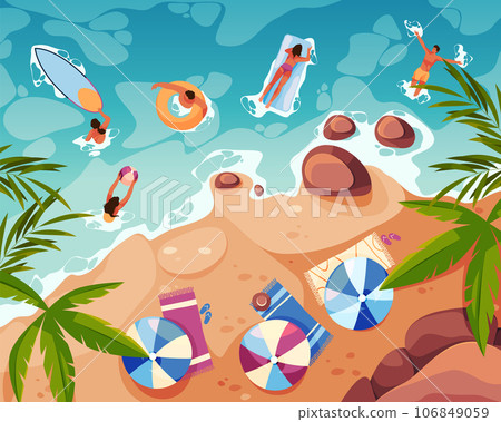 Vector illustration of sea or ocean beach top view Vector illustration of sea or ocean beach top view 106849059