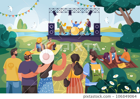 Vector open air live concert at music festival 106849064