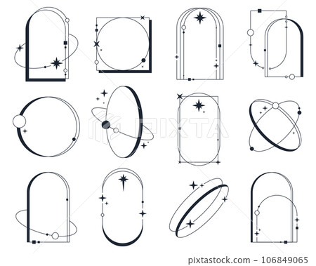 Set of vector linear frames, border line backdrop 106849065