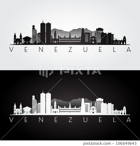 Venezuela skyline and landmarks silhouette Venezuela skyline and landmarks silhouette 106849643