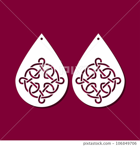 Celtic Earrings Design. Laser Cut Celtic Knot Earrings. Decorative earrings for laser cutting. Celtic Pendant Design 106849706