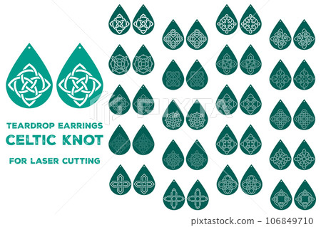 Set of Celtic Earrings Design. Laser Cut Celtic Knot Earrings. Decorative earrings for laser cutting. Set of Celtic Pendant Design Set of Celtic Earrings Design. Laser Cut Celtic Knot Earrings. Decorative earrings for laser cutting. Set of Celtic Pendant Design 106849710