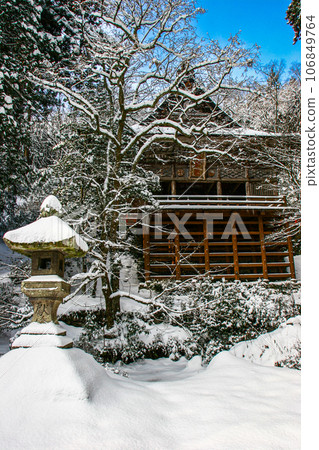 [新潟縣佐渡]白雪皚皚的清水寺冬季版 106849764