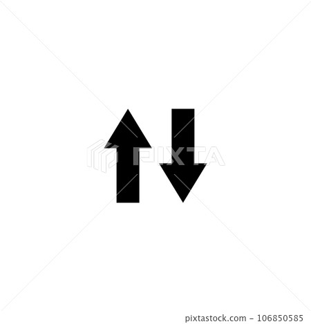 Two Arrows Up and Down, Data Network. Flat Vector Icon illustration. Simple black symbol on white background. Two Arrows Up and Down, Data Network sign design template for web and mobile UI element. Two Arrows Up and Down, Data Network. Flat Vector Icon illustration. Simple black symbol on white background. Two Arrows Up and Down, Data Network sign design template for web and mobile UI element. 106850585