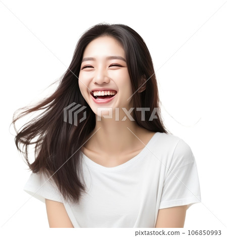 Happy asian woman isolated 106850993
