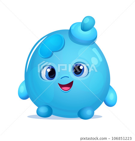 Cute Kawaii Water Drop on White Background. Vector 106851223