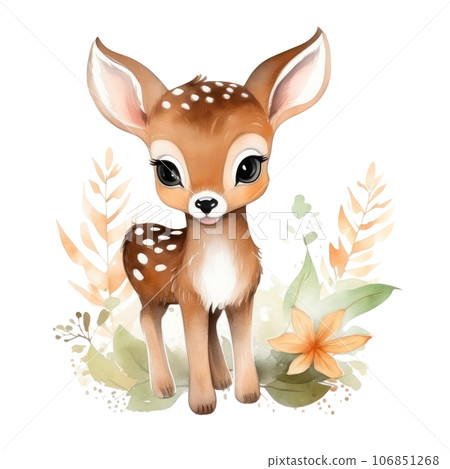 Cute watercolor deer isolated Cute watercolor deer isolated 106851268