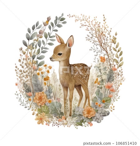 Cute watercolor deer isolated Cute watercolor deer isolated 106851410