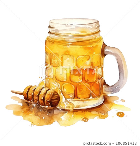 Watercolor bee with honey Watercolor bee with honey 106851418